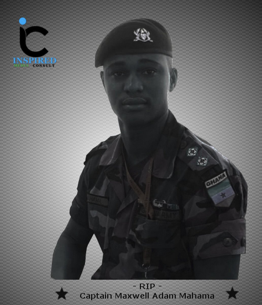 Inspired_MedCon's tweet photo. We extend our Heartfelt Condolences to the Family and Friends of our Fallen Hero #Captain Maxwell Adam Mahama. #RIPsoldier  #Justice4Mahama https://t.co/hB1zJ2Uogl