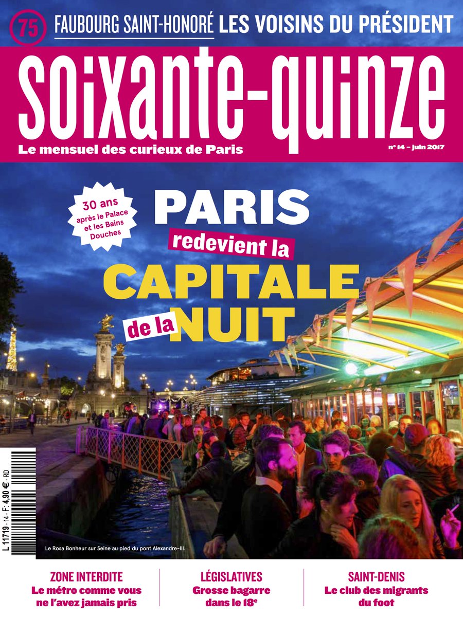 Oui, @paris, reste une fête et redevient la capitale de la nuit ! C'est au sommaire de <a href="/SoixanteQuinz/">Soixante-Quinze</a> # 14 : bit.ly/2sd0ZQC