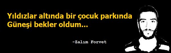 Yıldızlar altında bir çocuk parkında 
Güneşi bekler oldum
#zalimforvet #zalım