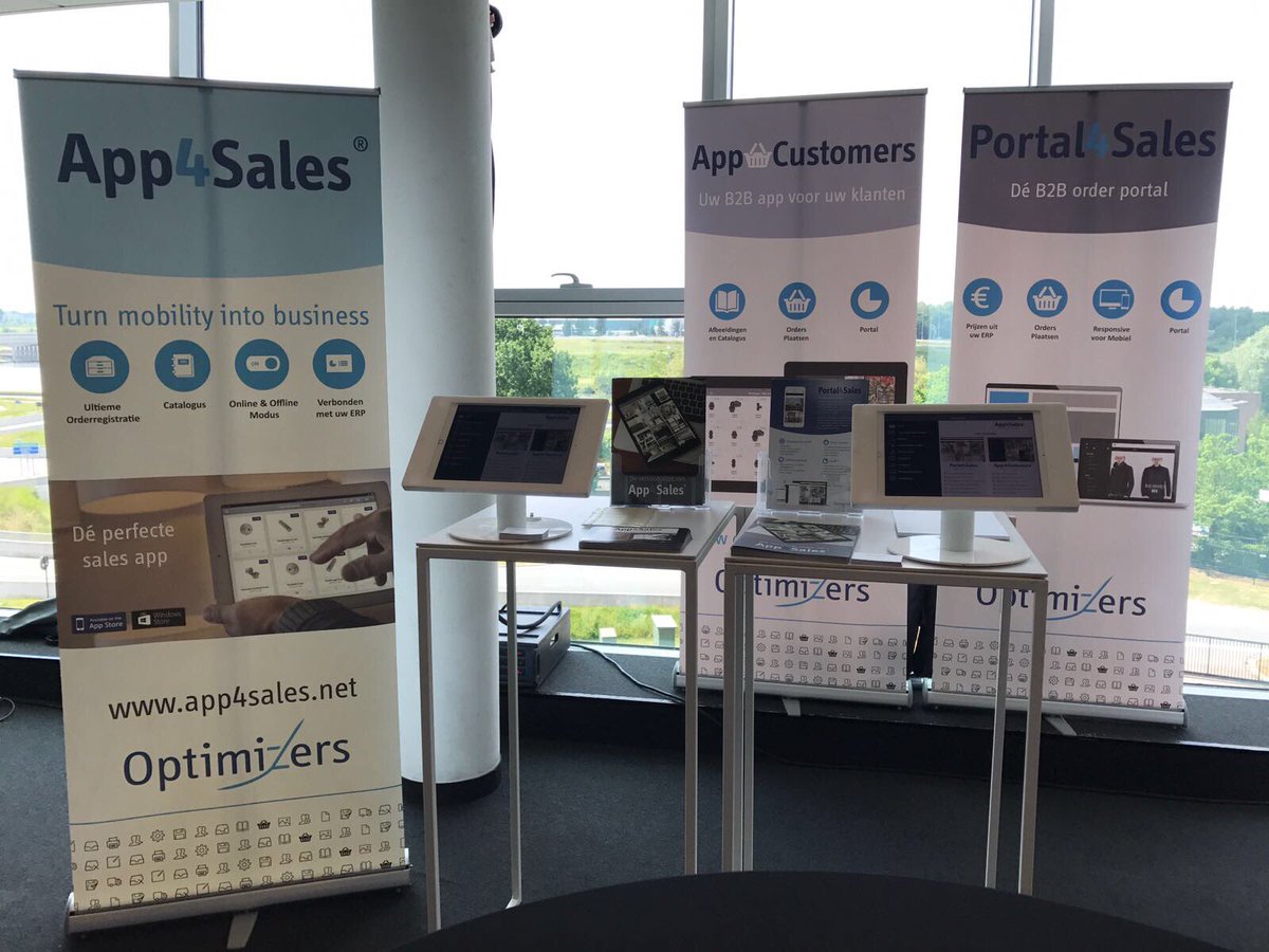 OptimizersBV's tweet photo. Onze collega's staan klaar in GENT om de App4Sales producten aan #ondernemers op #ExactEcom17 te demonstreren. https://t.co/nabRNH4ERo