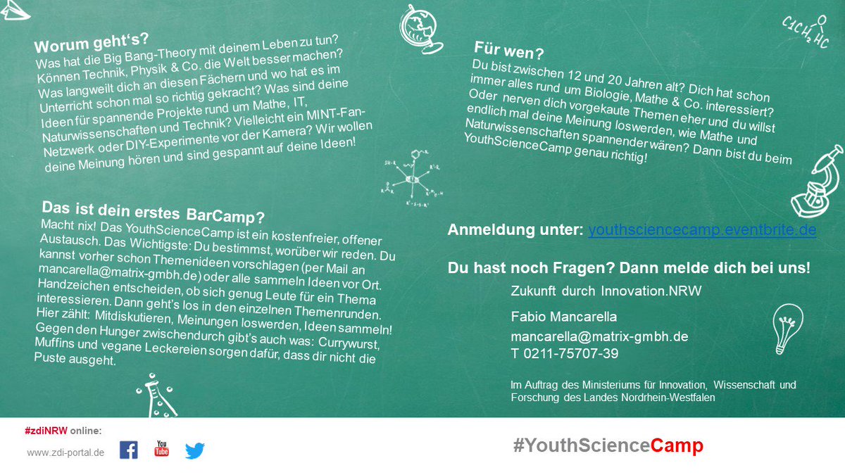 #YouthScienceCamp 2017 - Big Bang-Theory und andere #MINT-Phänomene

Anmeldung &amp; weitere Informationen: youthsciencecamp.eventbrite.de