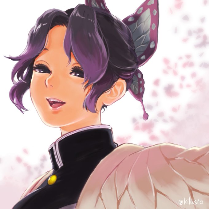 オツザカさんがTwitterに投稿した胡蝶しのぶ(鬼滅の刃)のイラスト。