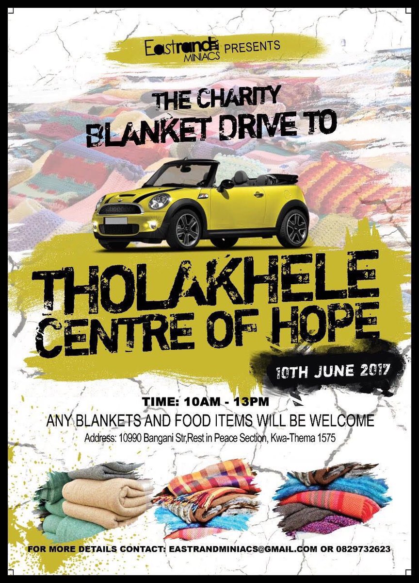 EastRandMINIacs's tweet photo. Blanket Drive! Help us keep the less fortunate warm this winter by supporting with blankets or food parcels. https://t.co/OyAbx3oKkD