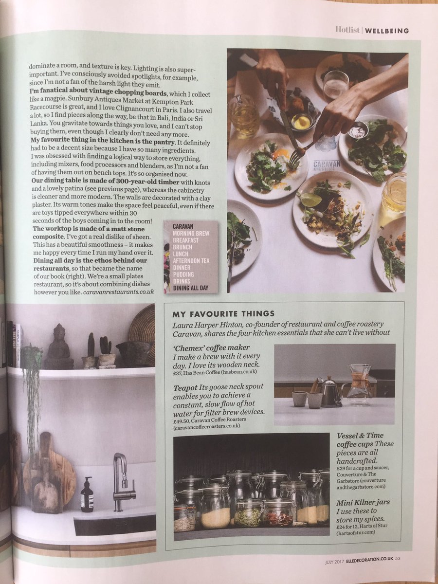 Caravan co-founder and creative director <a href="/LauraHaHi/">Laura Harper-Hinton (she/her)</a> featured in this months <a href="/ELLEDecoUK/">ELLE Decoration UK</a> talking all things beautiful in food and design!
