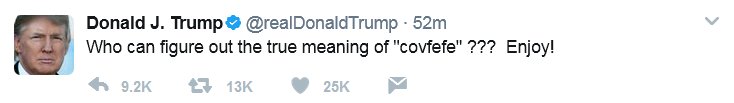 riverchant's tweet photo. Enjoy? Enjoy?!!??? #Covfefe held the key to humanity's survival, you monster! https://t.co/ZNIHXqpv0E