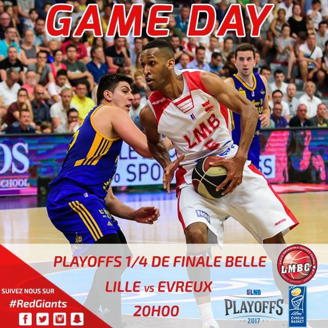LMBasket's tweet image. 🔥 #GameDay 🔥
🏆 Belle 1/4 finale #PLAYOFFS
🏀 #LMBasket 1-1 @ALMEvreux 
🕣 20h00 
📍 PSS
📺 #LNBTV

#RedGiants #EcrivonslHistoireEnsemble 💪🏻😁🔴⚪️