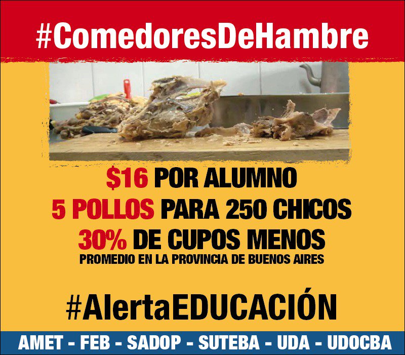 RobiBaradel's tweet photo. #ComedoresdeHambre 16 pesos por chico por día: #AlertaEducación https://t.co/LMpHNTXICR