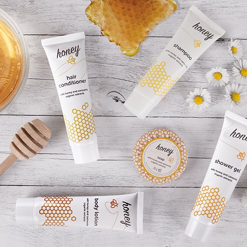 AAmenities's tweet photo. So cute our Honey collection! The amenities line with Organic Honey and Chamomile Extracts. For sweet moments of relax! #honey https://t.co/JTHBDaz0PV