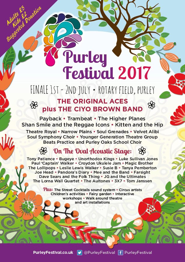 StephanieDarkes's tweet photo. It's just 3 weeks to go until @PurleyFestival kicks off, here are the weekend bands.. #festival #Croydon #SouthLondon https://t.co/8I5bopH5Y1