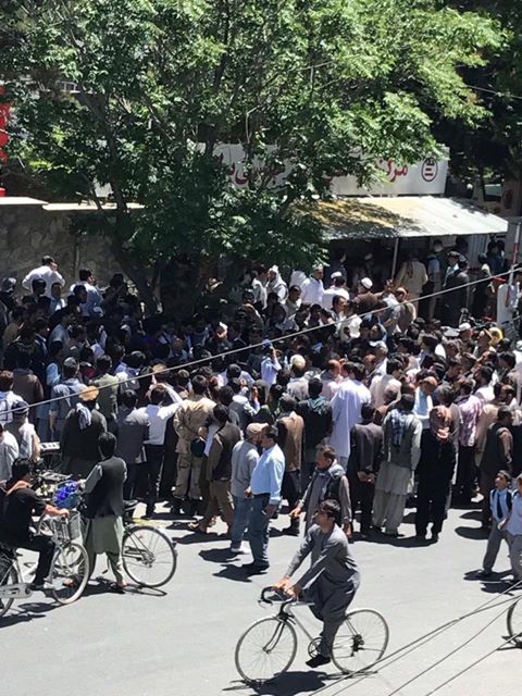 In Front of  Emergency Hospital Kabul, People trying to find if their beloved one is killed or injured.