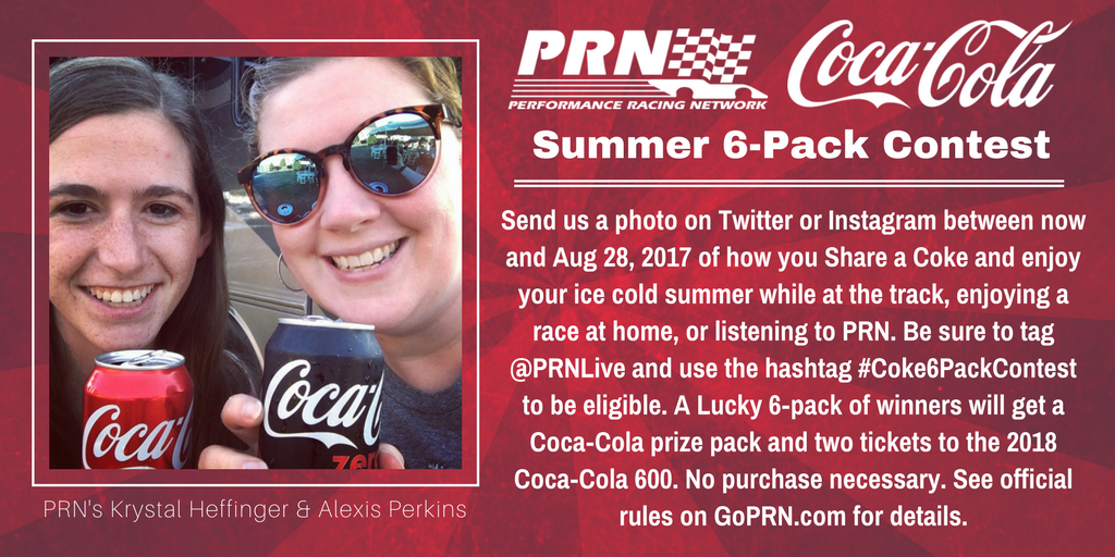 PRNlive's tweet photo. Race fans, see how you can win a @CocaColaRacing prize pack & 2 tickets to the 2018 #CocaCola600! #Coke6PackContest
https://t.co/F32m6m5Ya6 https://t.co/3NmEmoP5Pu