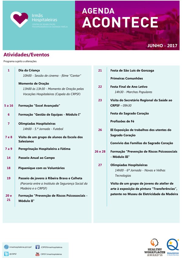 CRPSF's tweet photo. Agenda de julho https://t.co/M1nt6mzF2n