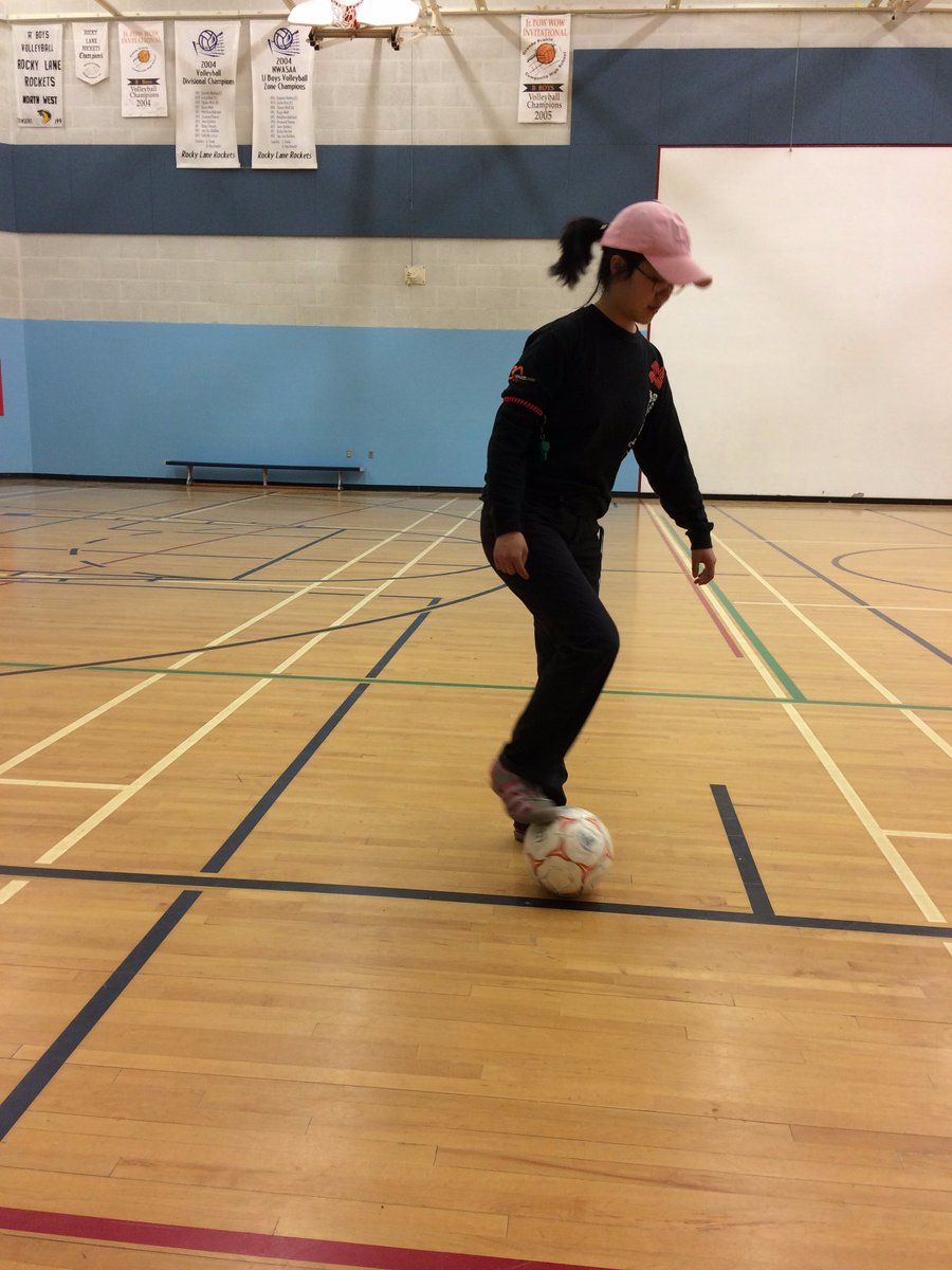 EngageNorth's tweet photo. Our Recreation intern working with #BeaverFIrstNation is improving her soccer skills during the after-school program.  @UAlbertaNorth https://t.co/gGCP5w7PXZ