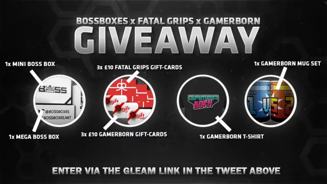 GamerBorn X <a href="/BossBoxes/">Boss Boxes</a> X <a href="/FatalGrips/">Fatal Grips</a> MEGA GIVEAWAY!!! 🔥🔥
(ENDS 30TH JUNE 2017)

ENTER HERE: bit.ly/2qAPZvm ‼️