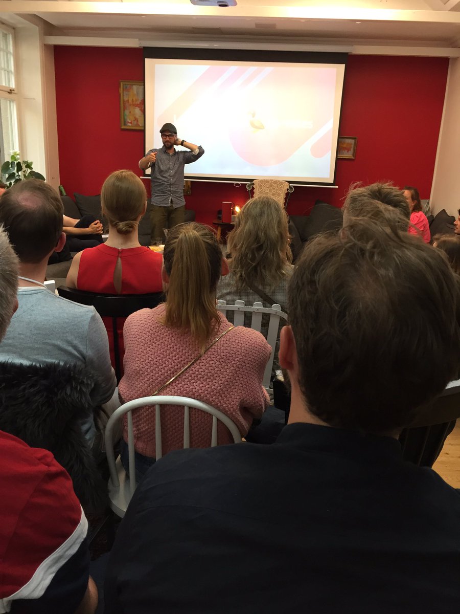 sarahgillmartin's tweet photo. Now @Instabridge product designer @salmiak is up telling his @ProductHunt story #sthlmtech #nordicmade https://t.co/zyL2SsByxp