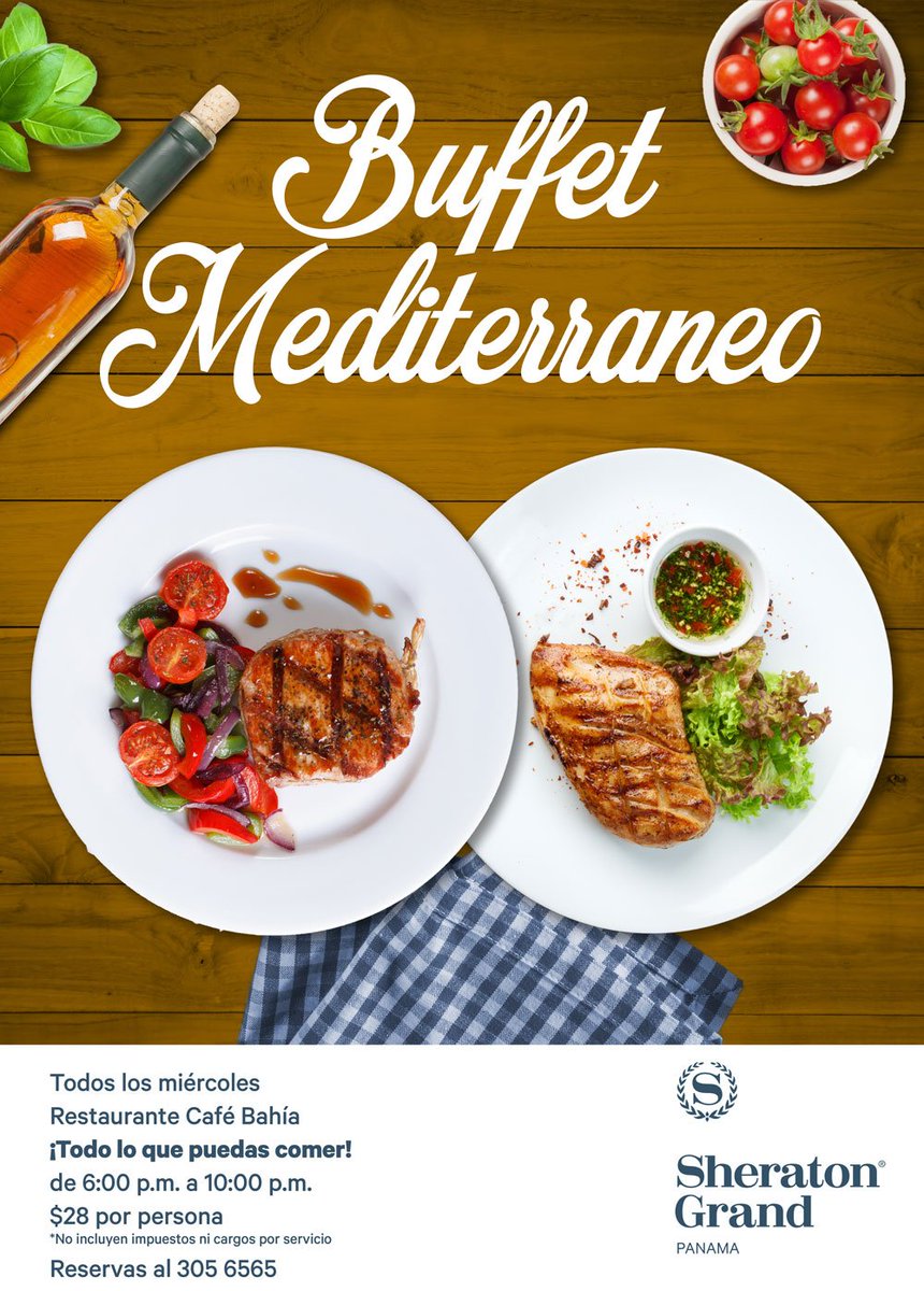 ¡Hoy! No te pierdas nuestro Buffet Mediterráneo. Te esperamos!