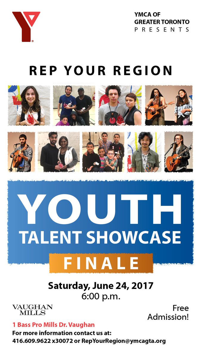 YMCAGTA's tweet photo. 9 Finalists for Rep Your Region will showcase their talent at our FINALE. Come out and support our local GTA talented youth #ymcaRYR ! https://t.co/2aGzet4fCs