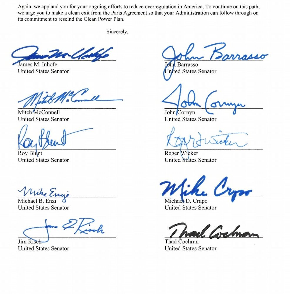 RedTRaccoon's tweet photo. Support for Trump leaving the Paris Climate Agreement/Accord includes these Senators

RETWEET THEIR NAMES!

#ParisAccord #parisagreement https://t.co/4HfZe7wdfg