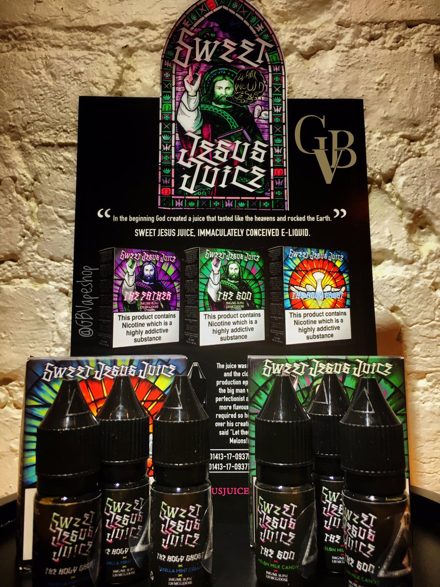 gbvapeshop's tweet photo. Now in stock, Sweet Jesus it's good! Drop in for a blessed vape! 💨💨👍#vapefindr #vapeshop #vapelife #cloudy #ukvapers #nosmoking #blessed https://t.co/6Z56WEUBa9