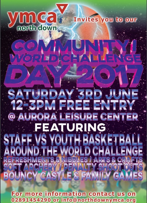 YMCANorthDown's tweet photo. Celebrating #YMCAweek with #CommunityOpenDay on Sat 3 June inc #YMCAworldchallenge, staff v yng ppl b'ball match &amp; family fun event (1/2) https://t.co/79uRwUr8TT