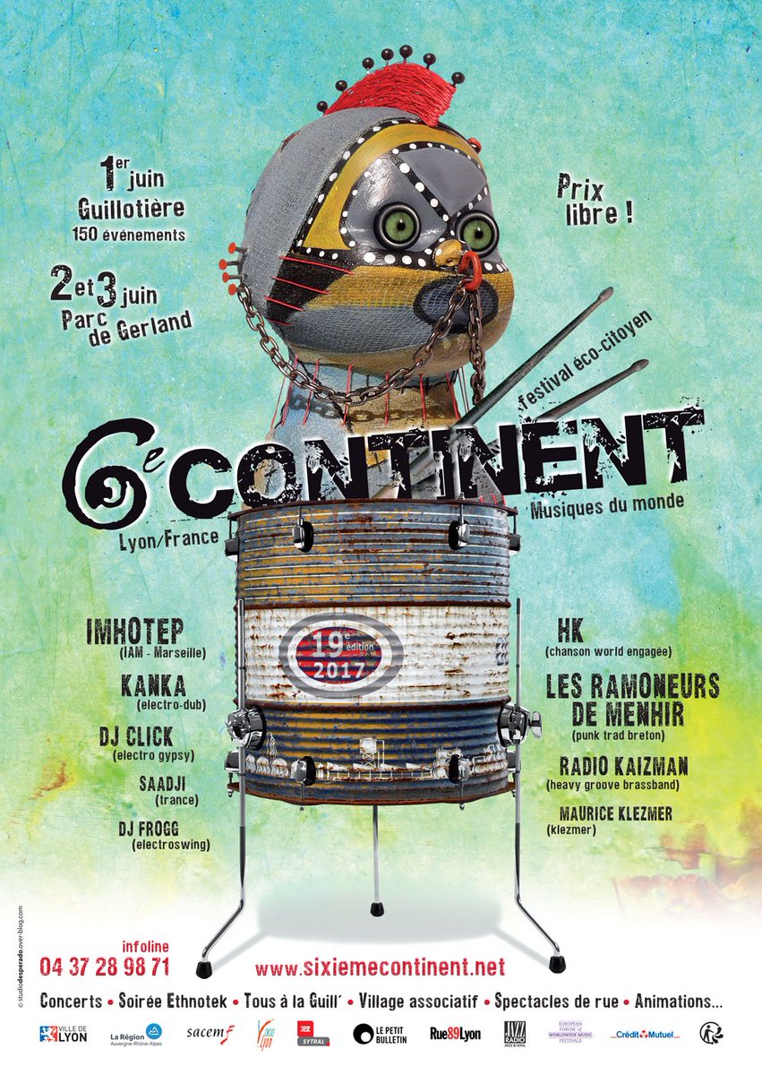 grandlyon's tweet photo. Du 1er au 3 juin, tour des musiques du monde à #Guillotière et #Gerland avec le festival @6e_Continent ! Programme 👉 https://t.co/4YqOBlVNwJ https://t.co/jaEXFyPI2A