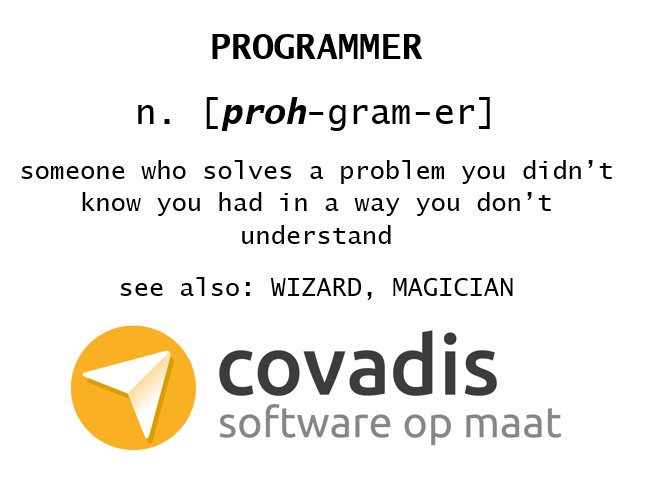 CovadisBV's tweet photo. #Vacature: Wizard, Magician.... oftewel... een Programmeur!! Liefst met kennis van C# https://t.co/kakRlLVT6W