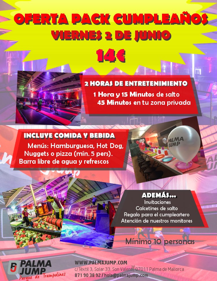 palmajump's tweet photo. ¡Aún estás a tiempo para celebrar tu cumple con nuestra oferta especial este viernes 2! #palmajump #jumpwithus #palma #mallorca https://t.co/u1fgBuHyfl