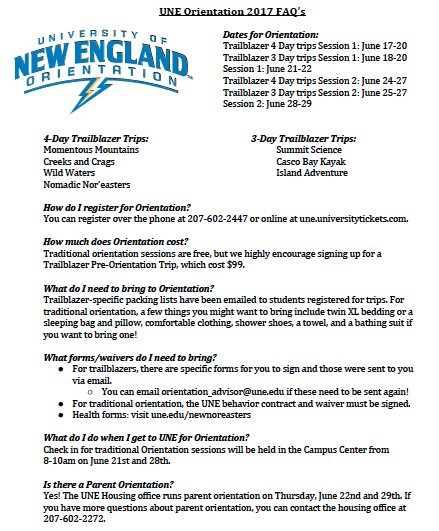Coming to Orientation in June?? Here's a few FAQ's for you!