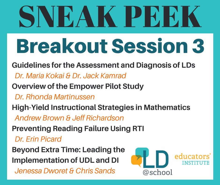 LDatSchool's tweet photo. Check out this #SneakPeek of the sessions offered at this year's #LDinstitute !
For more info, visit: https://t.co/recTisWyCn https://t.co/UtOLY3LDbA