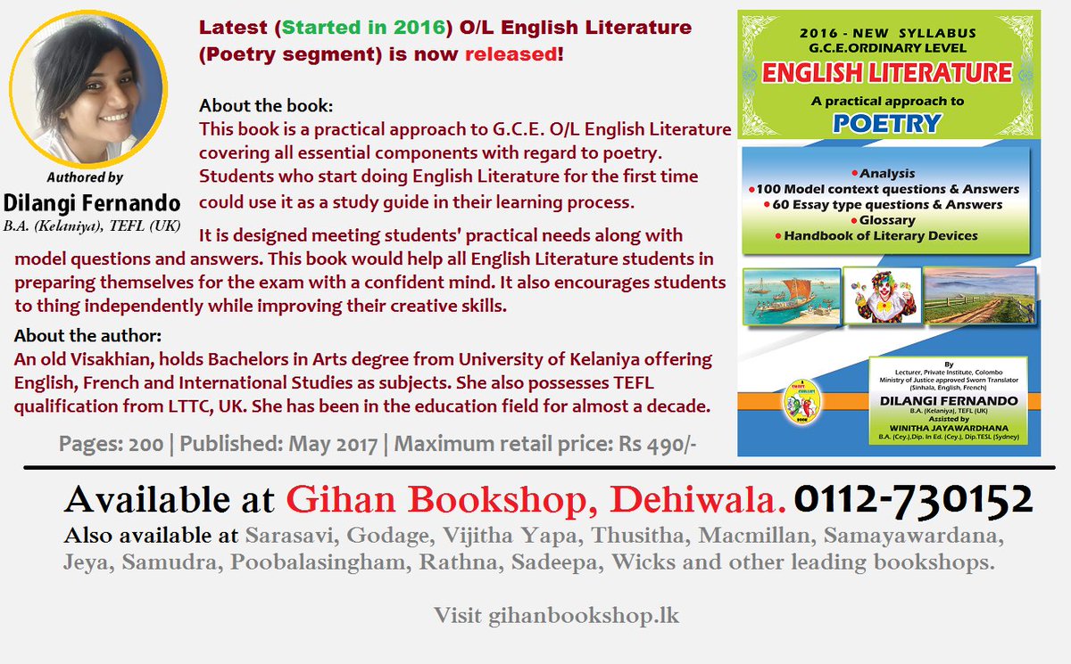 Just released- Veteran author &amp; publisher <a href="/wotfernando/">W.O.T.Fernando</a> hands over 1st copies of O/L English literature book to author Dilangi Fernando 
#lka
