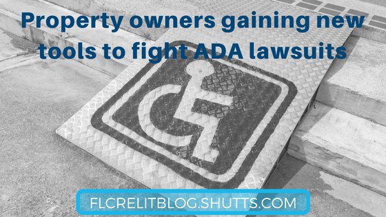 ShuttsBowen's tweet photo. #Florida property owners may soon have a new tool for defending #ADA suits. @matthewchait explains here: https://t.co/AA7OLqsor1 #CRE https://t.co/hozXfu1jXe