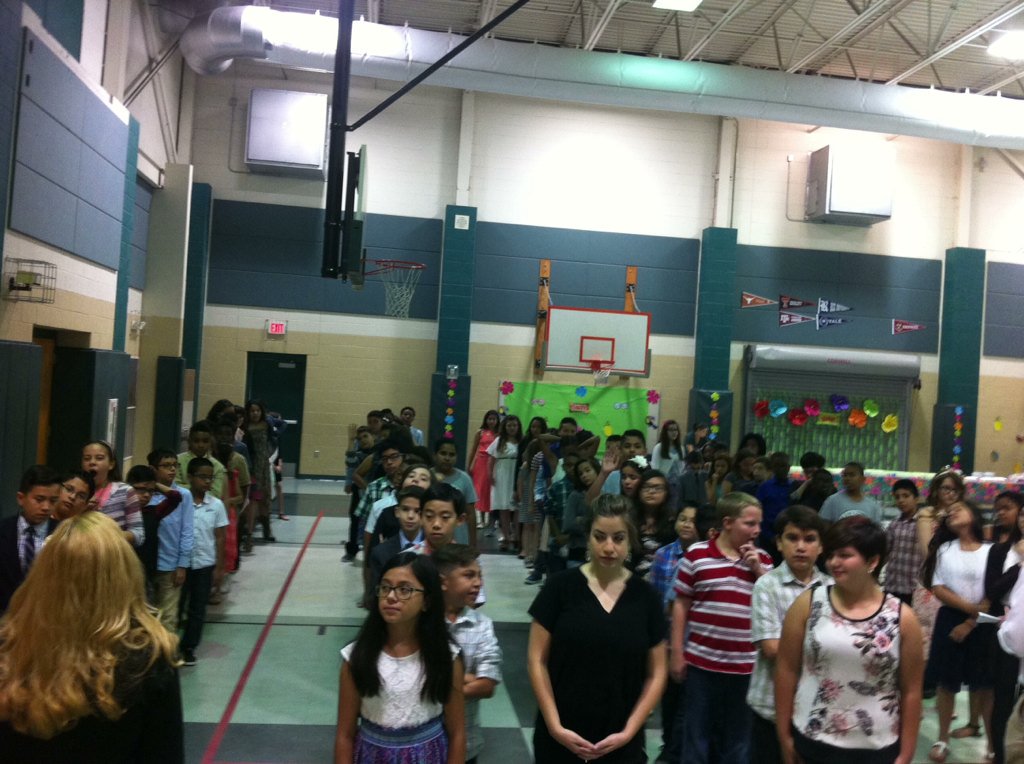 ActiveRaptors's tweet photo. Fifth grade getting ready to walking in for their promotion ceremony.  #RhodesProud https://t.co/ld7voBC09J