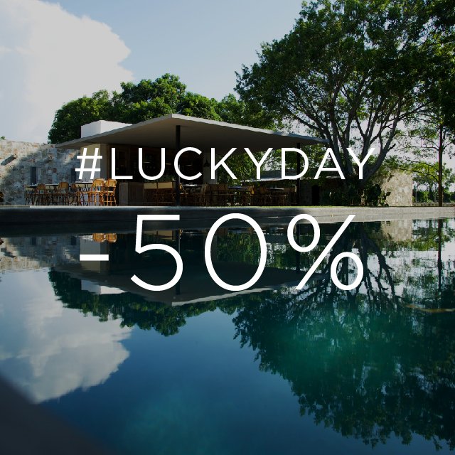 ¿Quieres estar aquí? #MaisonCouturier
Solo HOY hasta un-50% en todos* nuestros hoteles#LuckyDay.
Reserva llamando al 01 800 400 8484