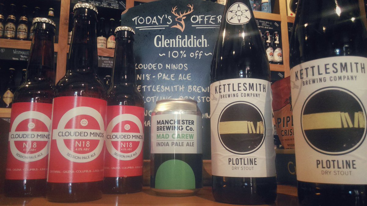 TheLilEmp's tweet photo. We have new offers @BeerEmporium for you lucky lot! Ft #CloudedMinds, @MCRBrewingCo and @kettlesmithbeer! https://t.co/ptK2DlzxEg