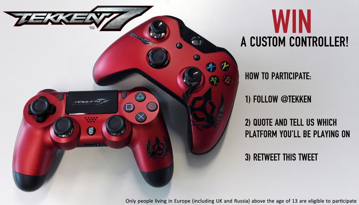 TEKKEN's tweet photo. [EU only] Try your luck at winning an exclusive custom Tekken controller! Winners will be chosen at random. Giveaway ends 01/06 at 4PM CEST. https://t.co/wbTRzgWFqv