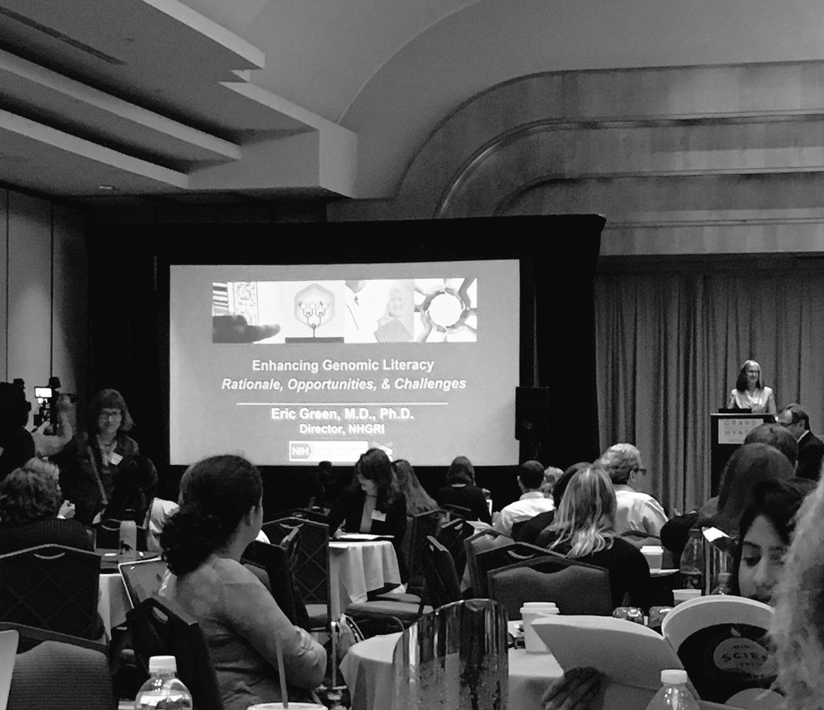 JessicaGluckPhD's tweet photo. Our next speaker at #scied2017, #EricGreen director of @genome_gov has over 340 publications #impressedscientists #yayscience #genomics https://t.co/M5bnpIfD1d