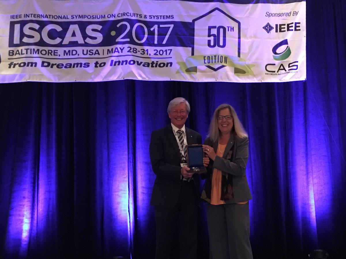 AbshirePamela's tweet image. Dave Skellern receives the IEEE Masaru Ibuka award from IEEE President Karen Bartleson at #ISCAS2017 @ieeecassociety
