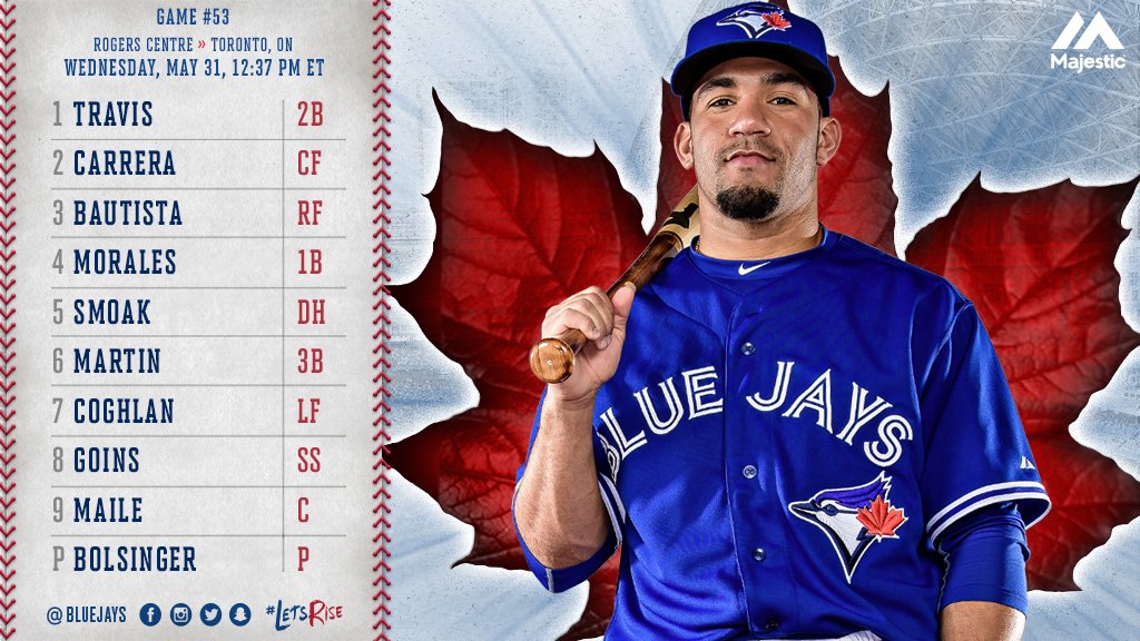 Travis gets the nod in the leadoff spot this afternoon. Here's our lineup pres. by <a href="/MajesticOnField/">Majestic Athletic</a>. atmlb.com/2otPGEX