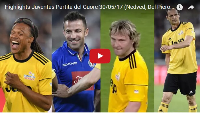 La Partita del Cuore al Juventus Stadium è finità in parità | Video Sintesi Highlights