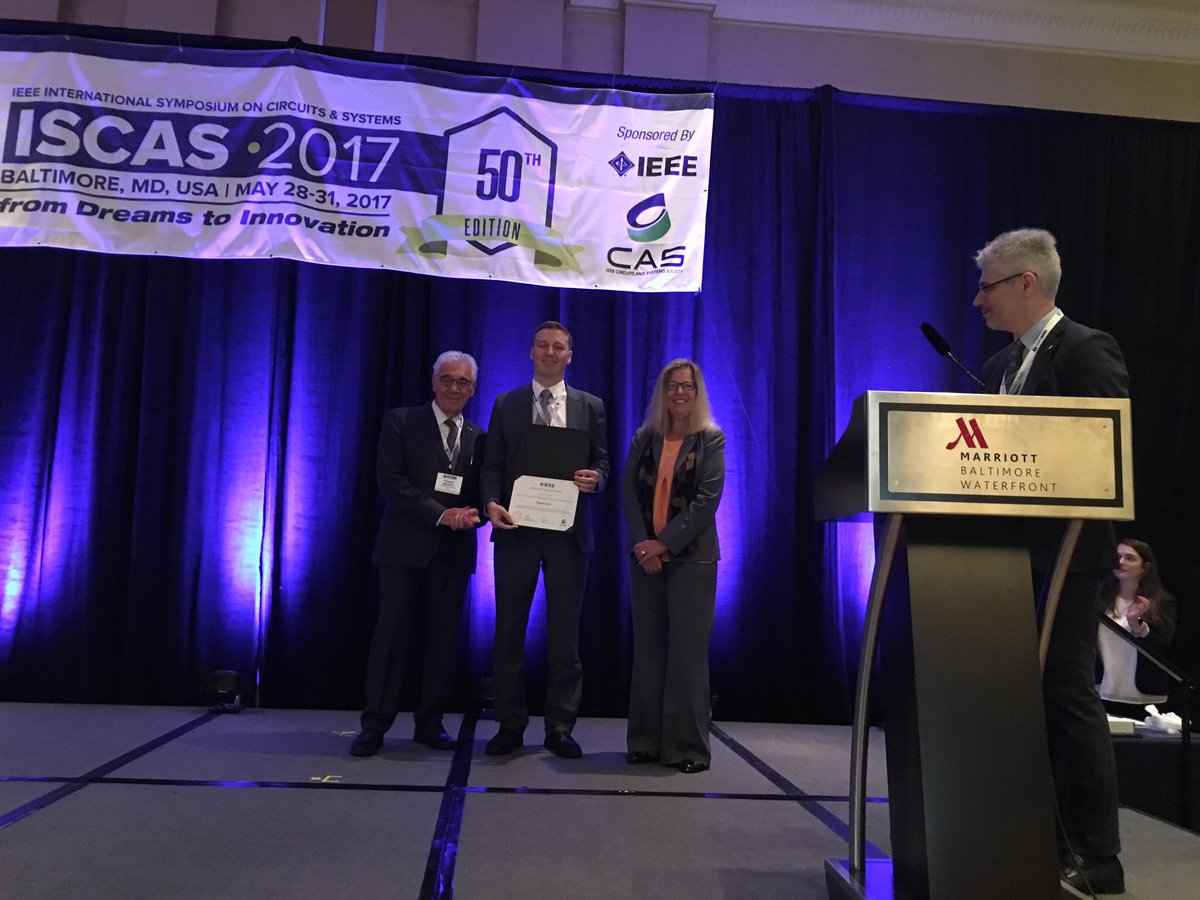 AbshirePamela's tweet image. Roman Genov receives the IEEE Transactions on Biomedical Circuits and Systems Best Paper Award at #ISCAS2017