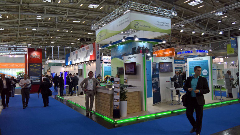 RolfHuib's tweet photo. We are ready for the show. #compactsolar @Intersolar #Munich Excellent booth. Thanks @InnoEnergyEU https://t.co/Js5F9uGVgr