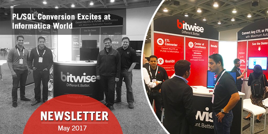 Bitwise_Updates's tweet photo. PL/SQL Conversion excites at #INFA17! Catch all the updates in our May newsletter: https://t.co/rQjTwUbCRA https://t.co/xQ4GhkLmqe