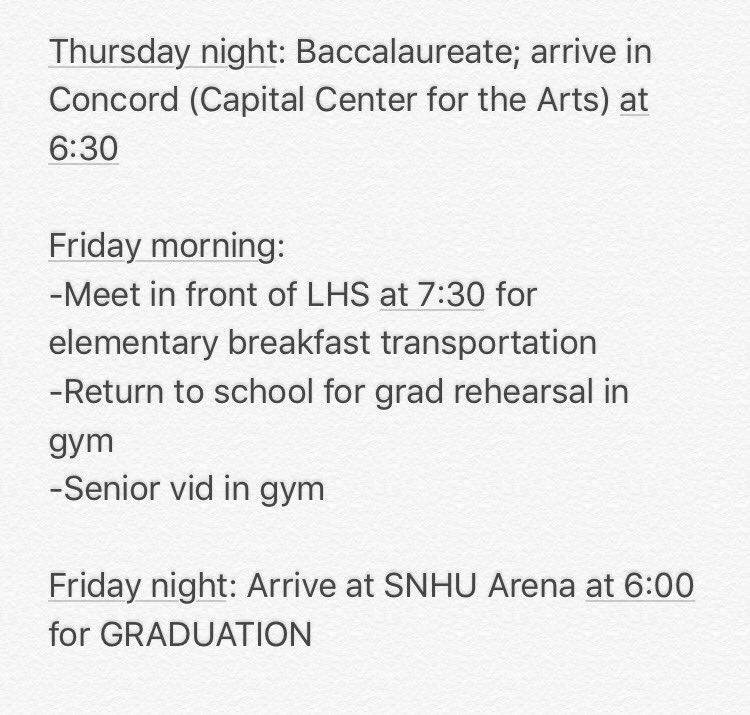 LHSClassOf2017's tweet photo. SENIOR WEEK SCHEDULE: https://t.co/rzhtw4flok