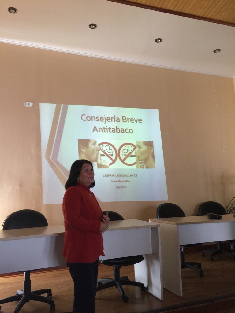 Experiencia de <a href="/CESFAMQuillayes/">CESFAMLosQuillayes</a> presenta matrona Irma Basualto <a href="/CDT_Sotero/">CDT - Sotero Del Rio</a> #DiaMundialSinTabaco #Notabaco