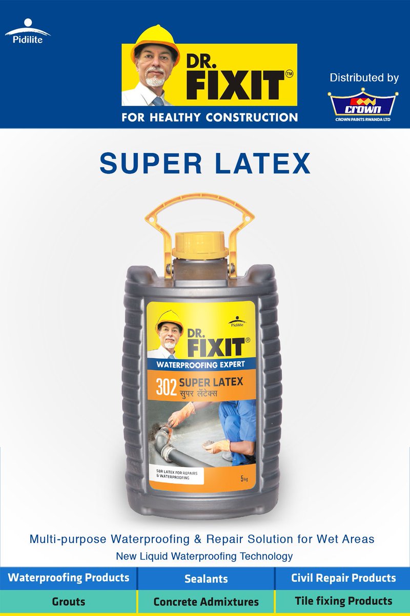 crownpaintsrw's tweet photo. Visit #CrownPaints #Rwanda and get #SuperLatex, a multi-purpose #waterproofing &amp; Repair Solution for Wet Areas. @MeetDrFixit #Crownit #Rwot https://t.co/RlcxIwSmc9