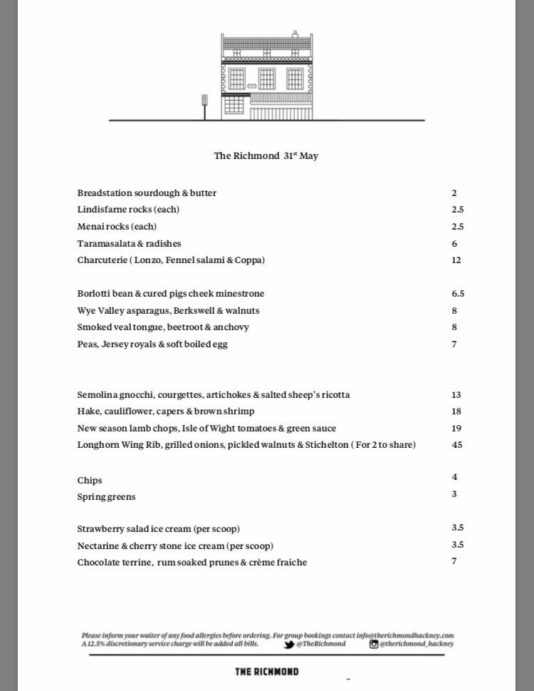 Tonight's menu. Oysters half price from 6:30-7:30pm - then all the deliciousness you can handle (1kg wing rib for 2 at £45 is a total steal)