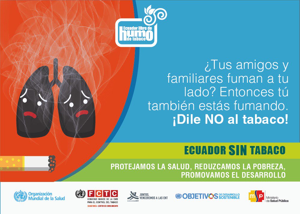 El #Tabaco afecta no solo a quien lo consume directamente sino también a terceras personas. #EcuadorSinTabaco