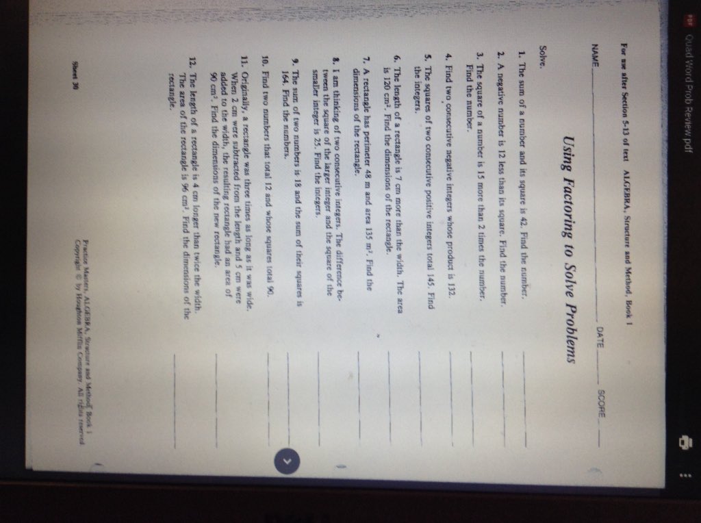 MrsStamm218's tweet photo. Today we're practicing solving applications of quadratic equations. At tables each person gets a problem and shares. https://t.co/XyfY3BYPVb