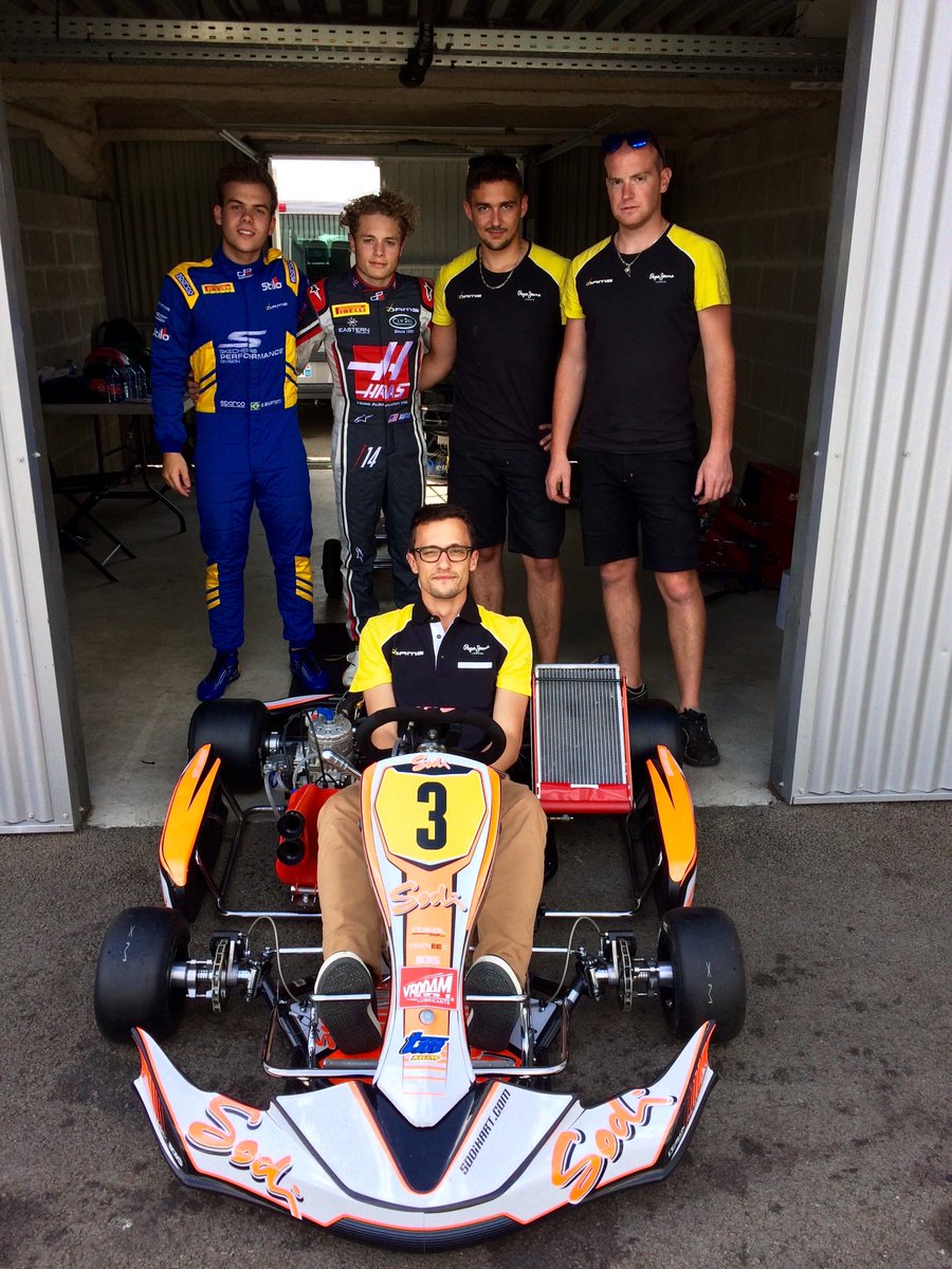 Nice afternoon with <a href="/SantinoFerrucci/">Santino Ferrucci</a> &amp; <a href="/Brubaptista16/">Bruno Baptista</a> at karting with part of the #GP3 team 😃🤙🏼