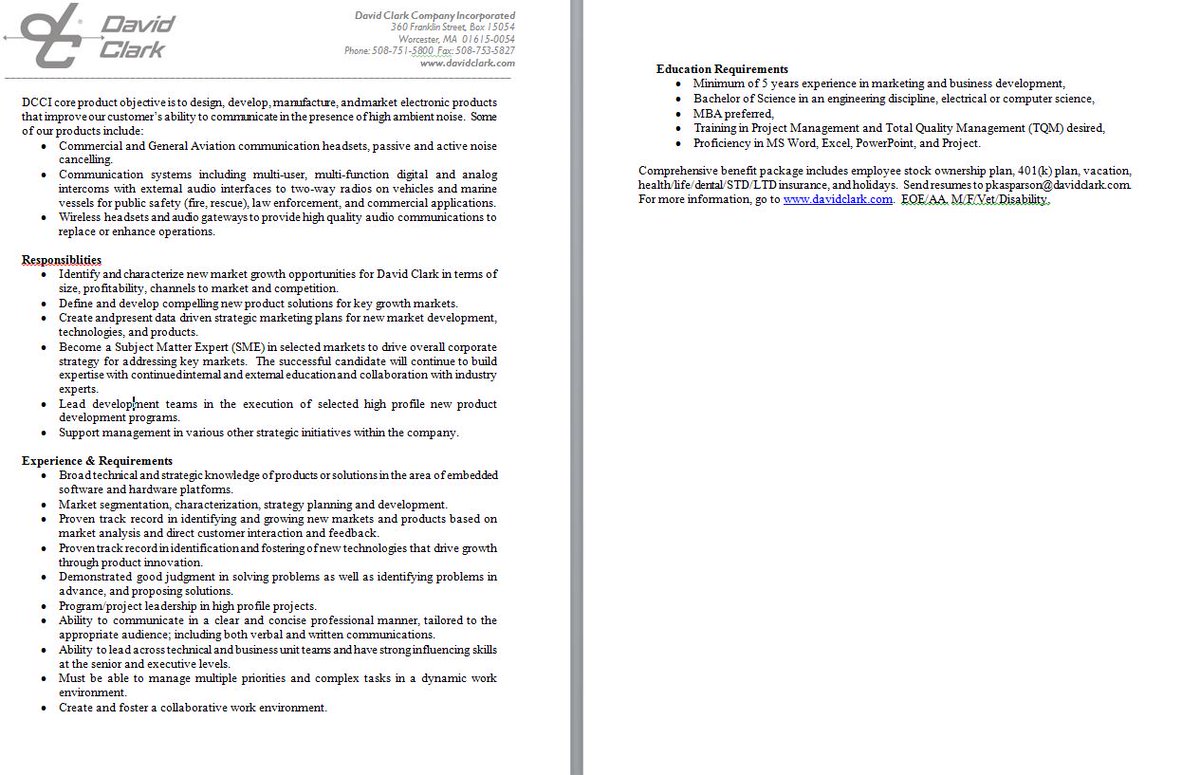 David Clark is hiring!